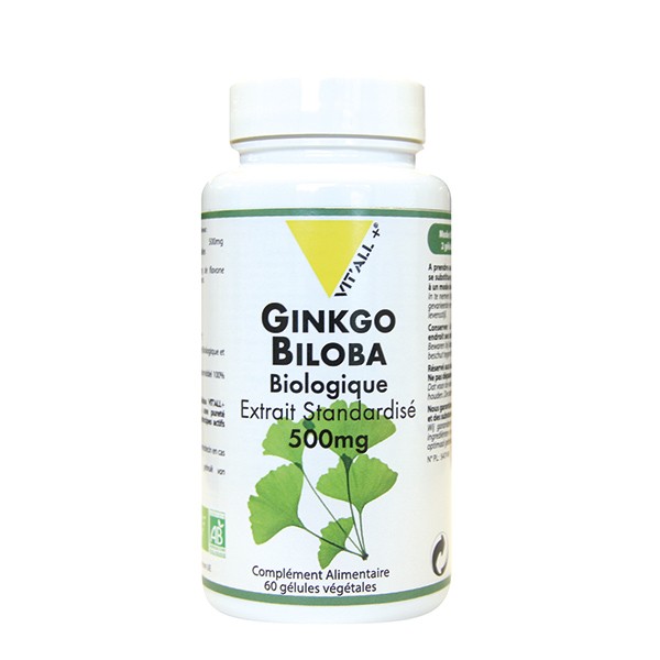 Ginkgo Biloba bio Extraits standardisés 500 mg - 60 gélules végétales