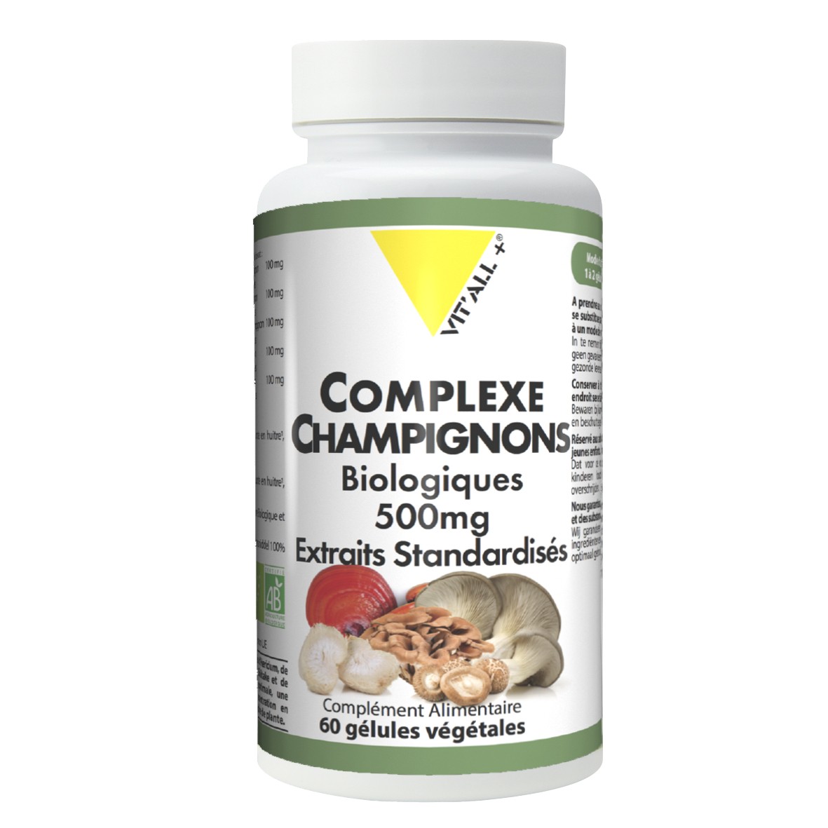 Complexe Champignons Extraits Standardisés, extraits Secs & extraits Huileux - 60 gélules végétales