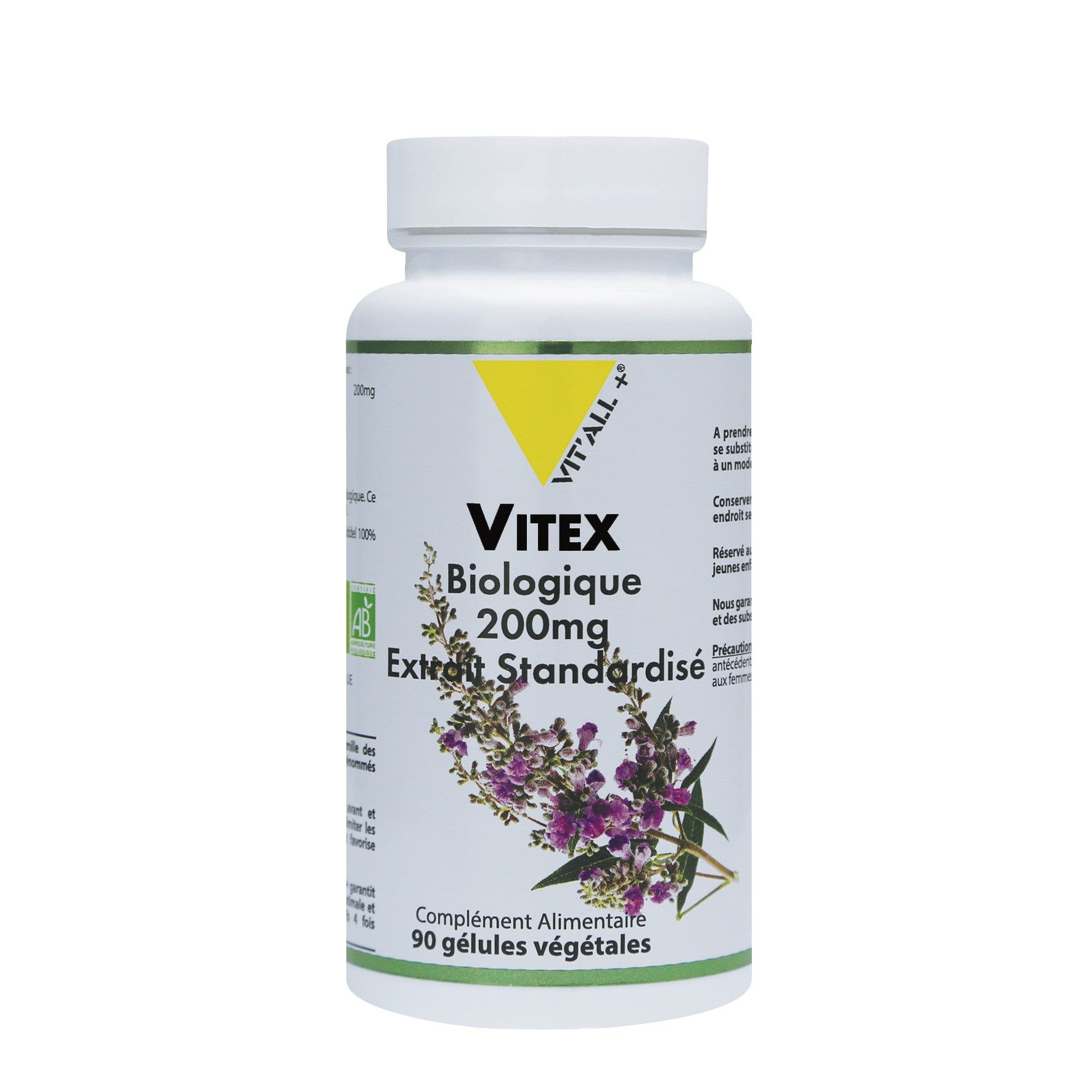 Vitex Agnus Castus Bio - 200 mg Ext standardisés de Gatillier -90 gélules végétales